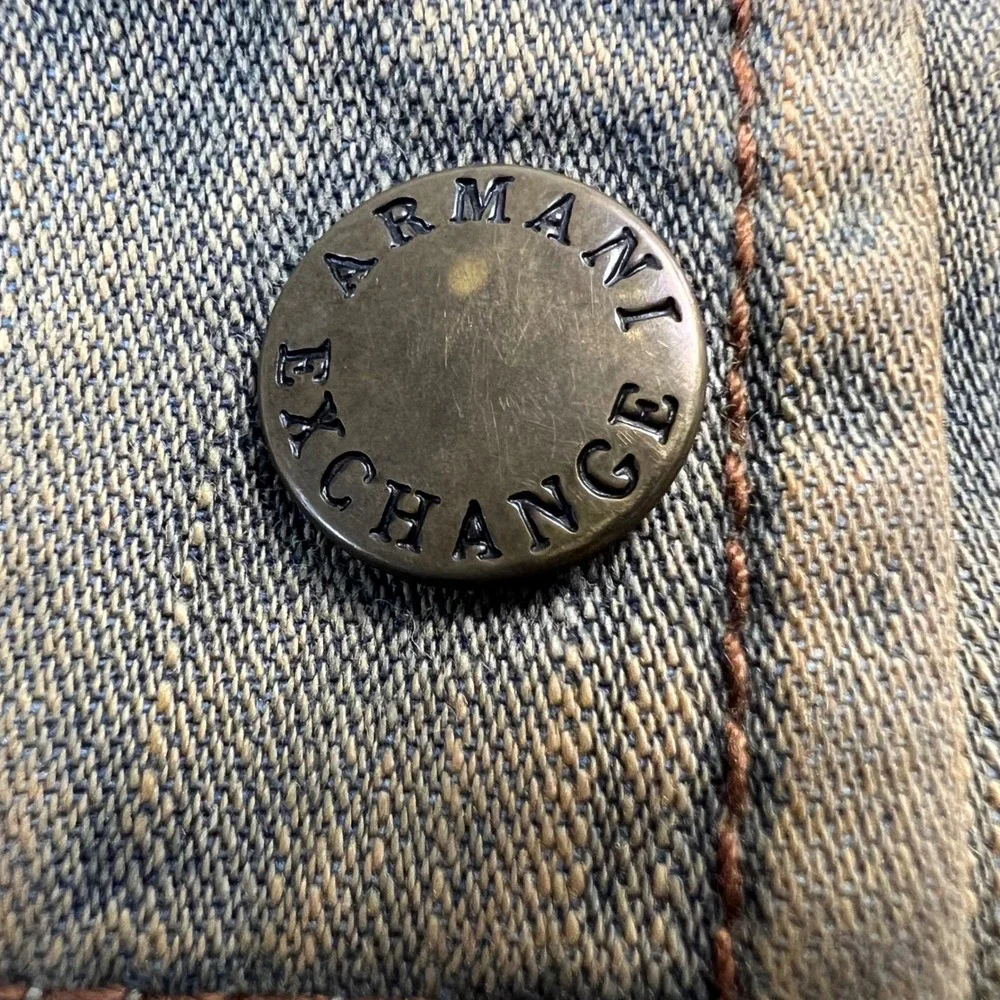 Armani Exchange Mens S Coated Cotton Field‎ Jacket Distressed Olive Patina Faded